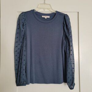 [Loft] Blouse Top with Polka Dot Long Sleeves